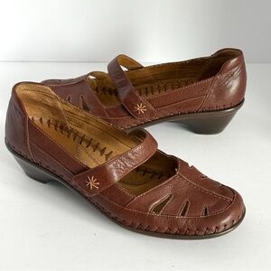 Easy Spirit Eugenias Mary Jane Pumps Brown Leather Uppers Block Heel Size 7.5 M